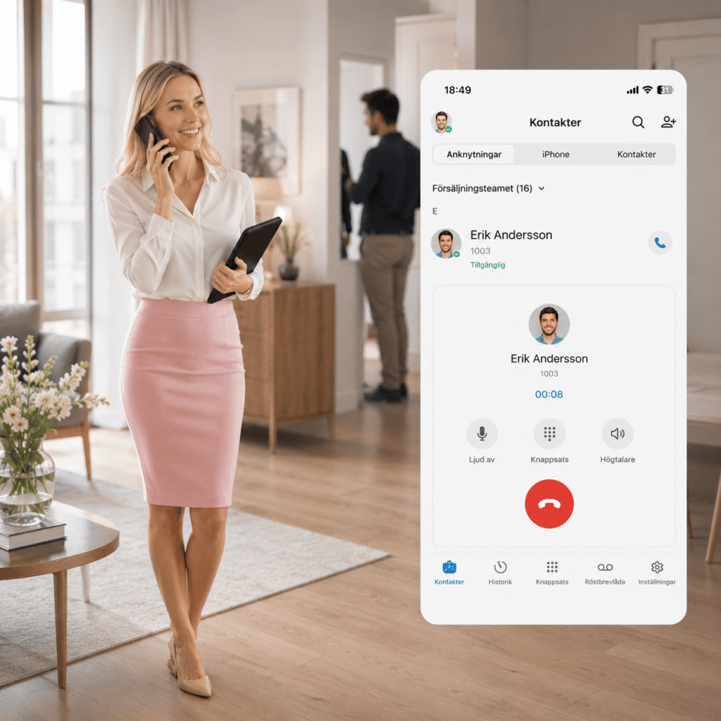 AI-telefonväxel för fastighetsmäklare — Drömlik dashboard